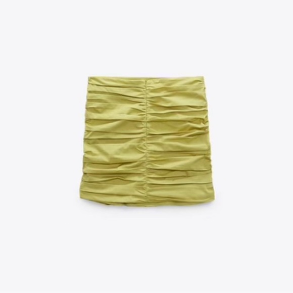 Pistachio Green Draped High Waisted Zara Mini Skirt - Picture 2 of 8